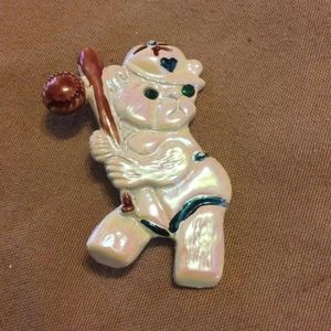 Vintage baseball dog enamel pin